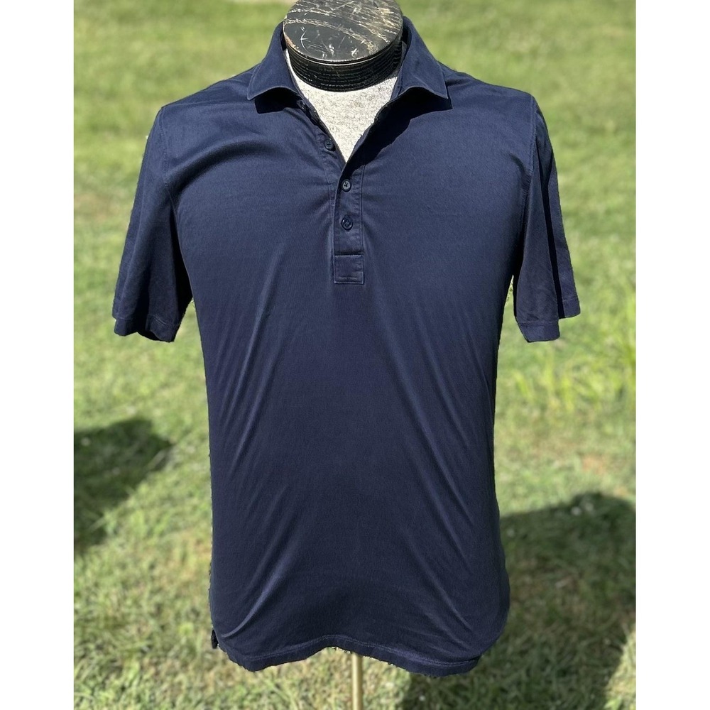 G/Fore Polo Shirt Mens Large Navy Blue Performance Golf Athletic Made Korea Logo